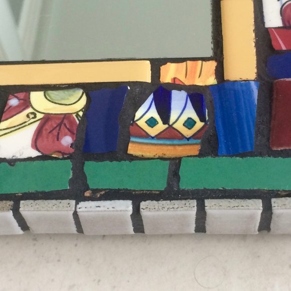 "Tuscan Mirror" Mosiac Blue/green, maroon, yellow - Picture 3 of 5